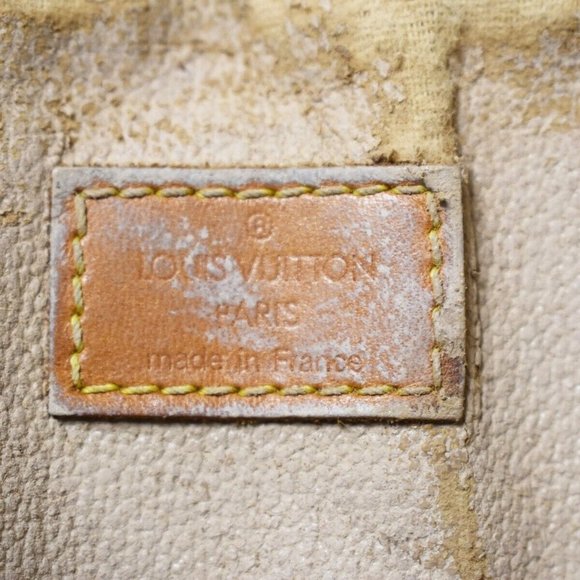 LOUIS VUITTON Logo Sac Plat Hand Tote Bag Monogram Leather Brown - Picture 14 of 15